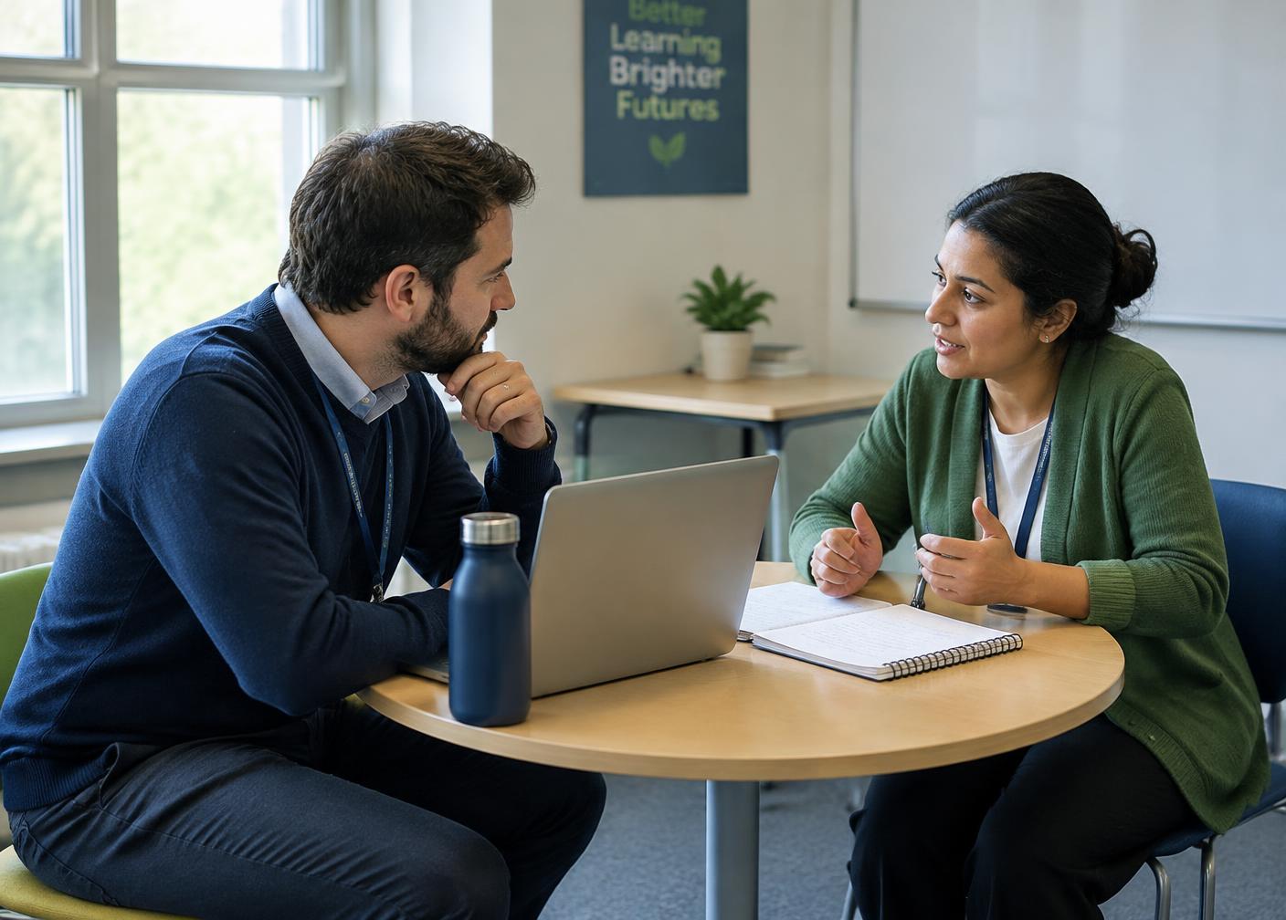A tutor and learner in a professional discussion